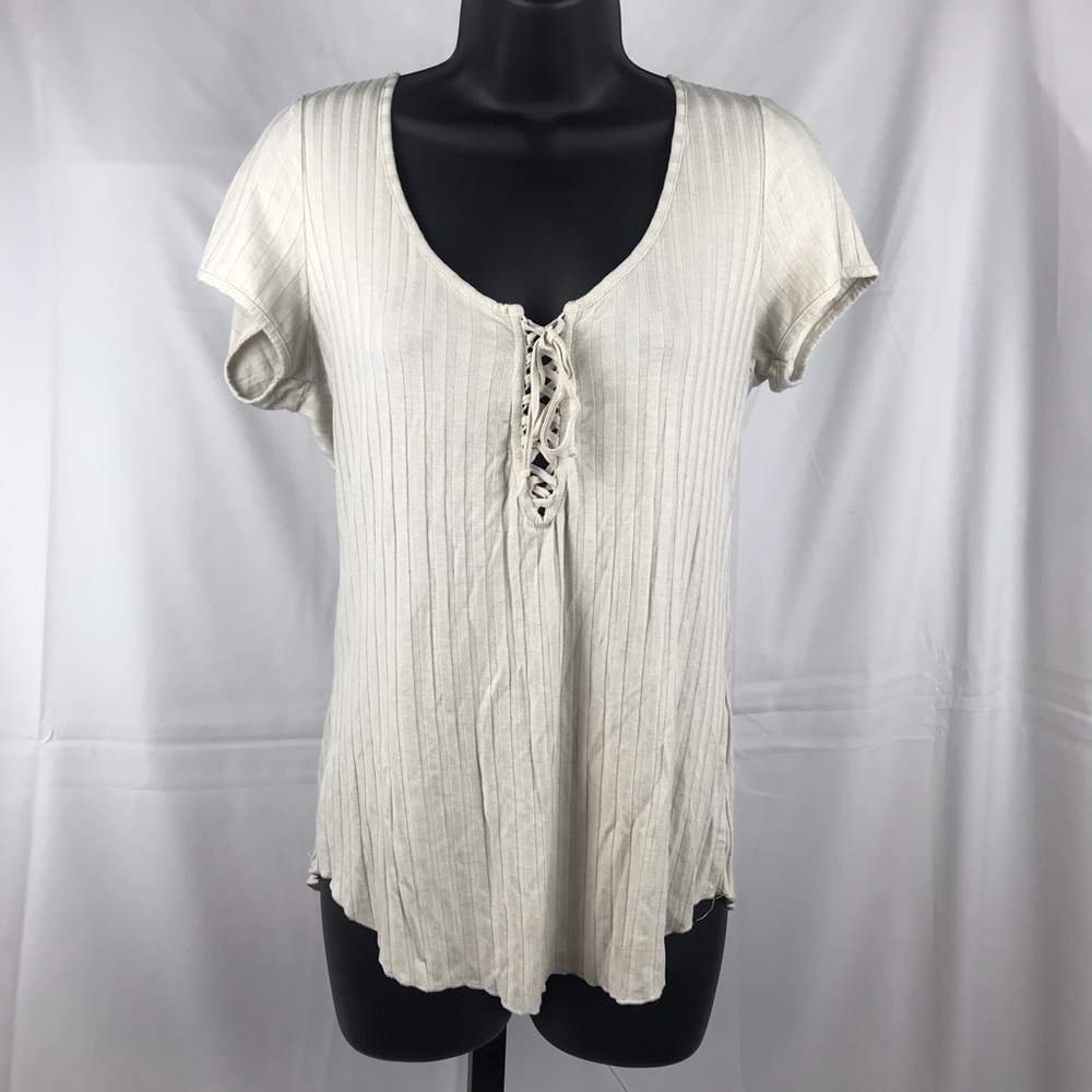 H&M Cream Lace Up Top LG